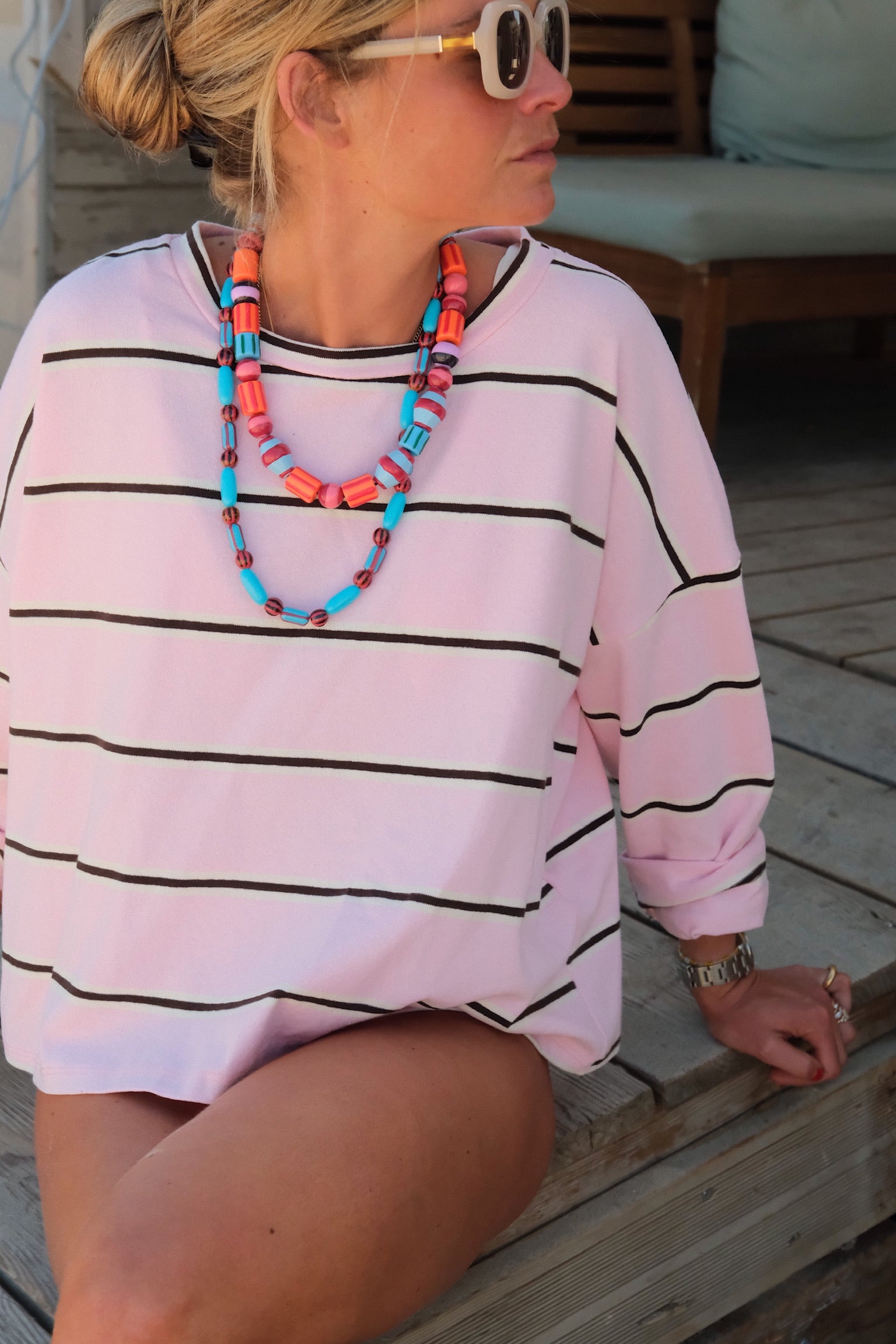 Eugène pale pink striped T-shirt
