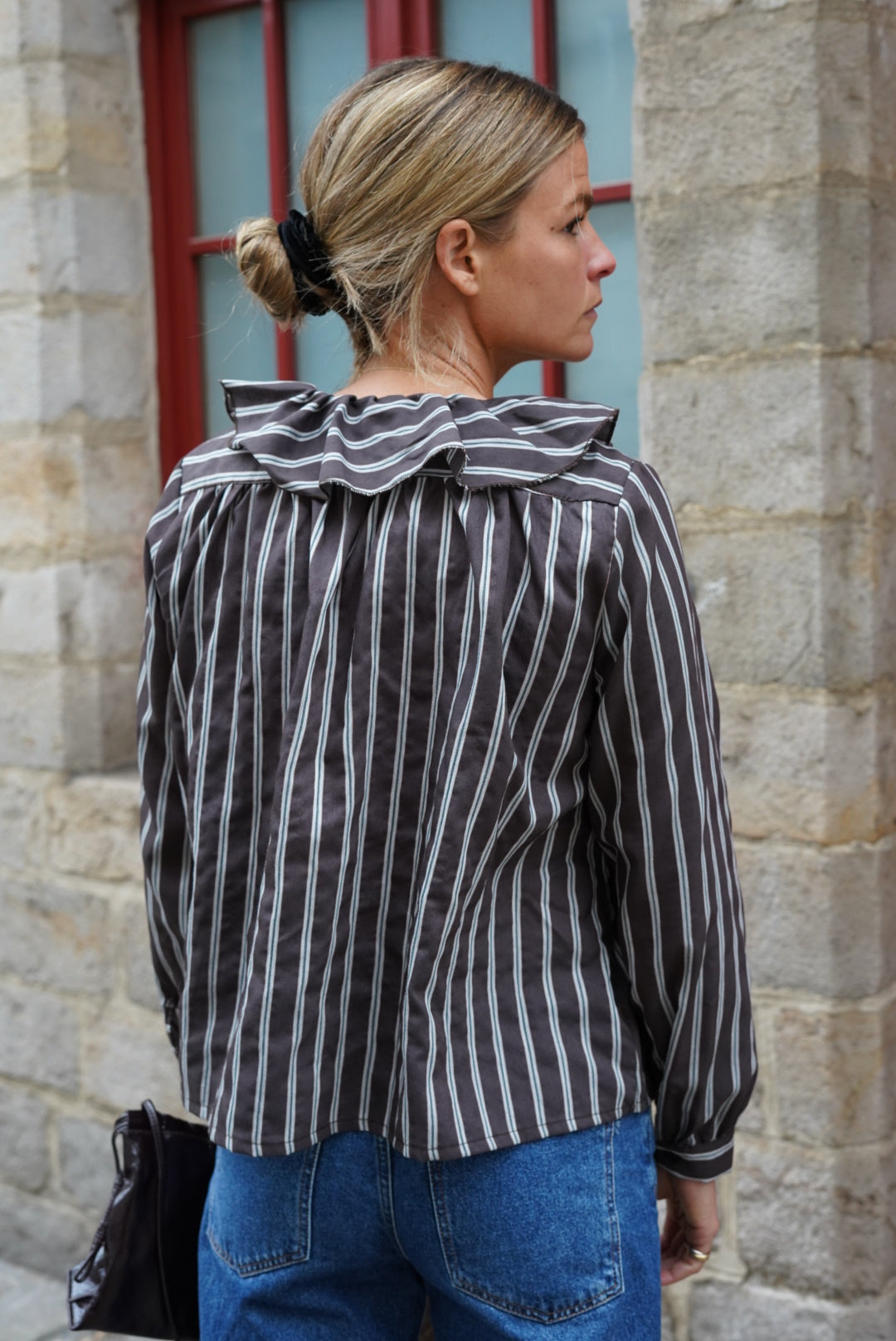 Blouse Olympe rayure chocolat