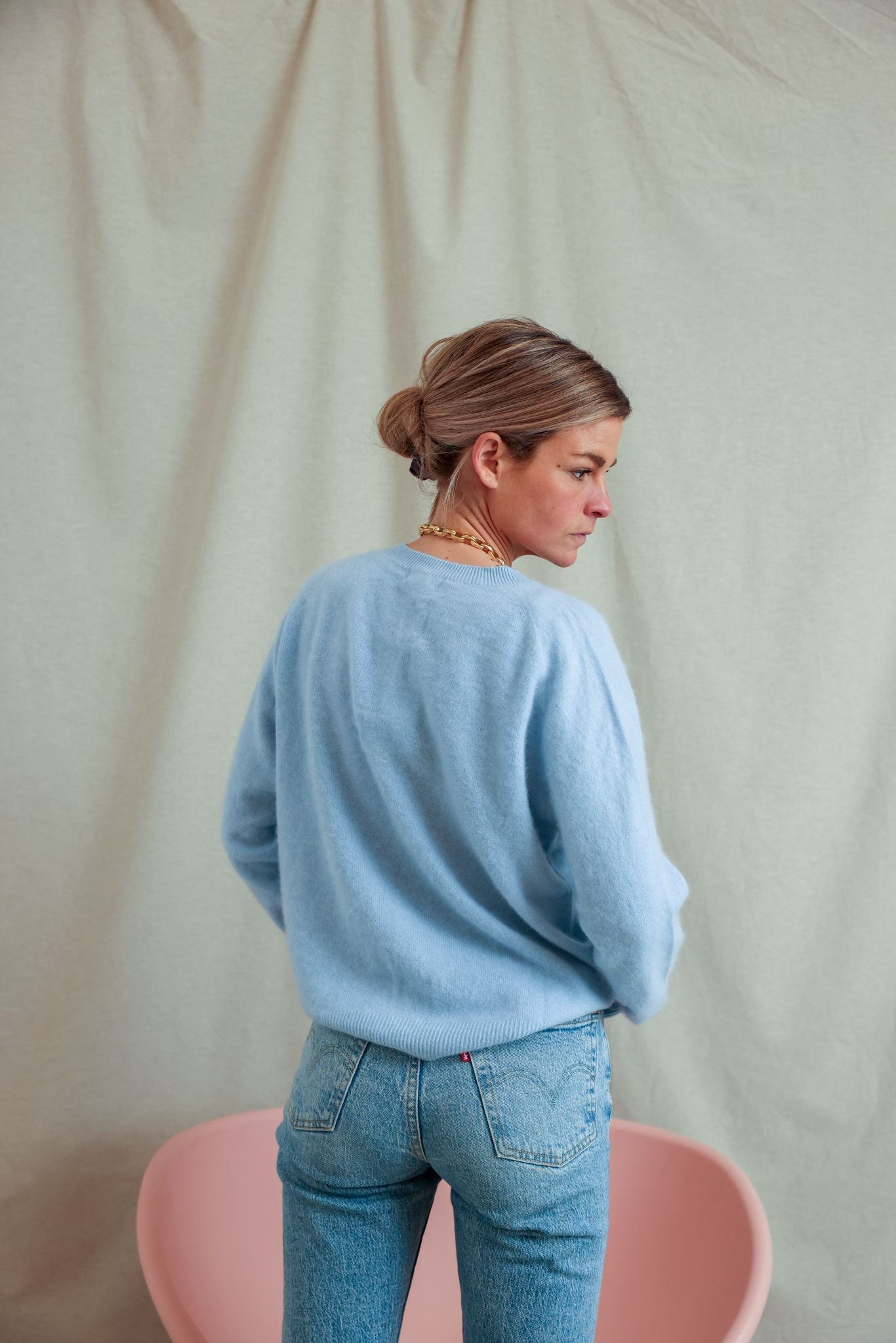 Pull Augustin laine bleu ciel