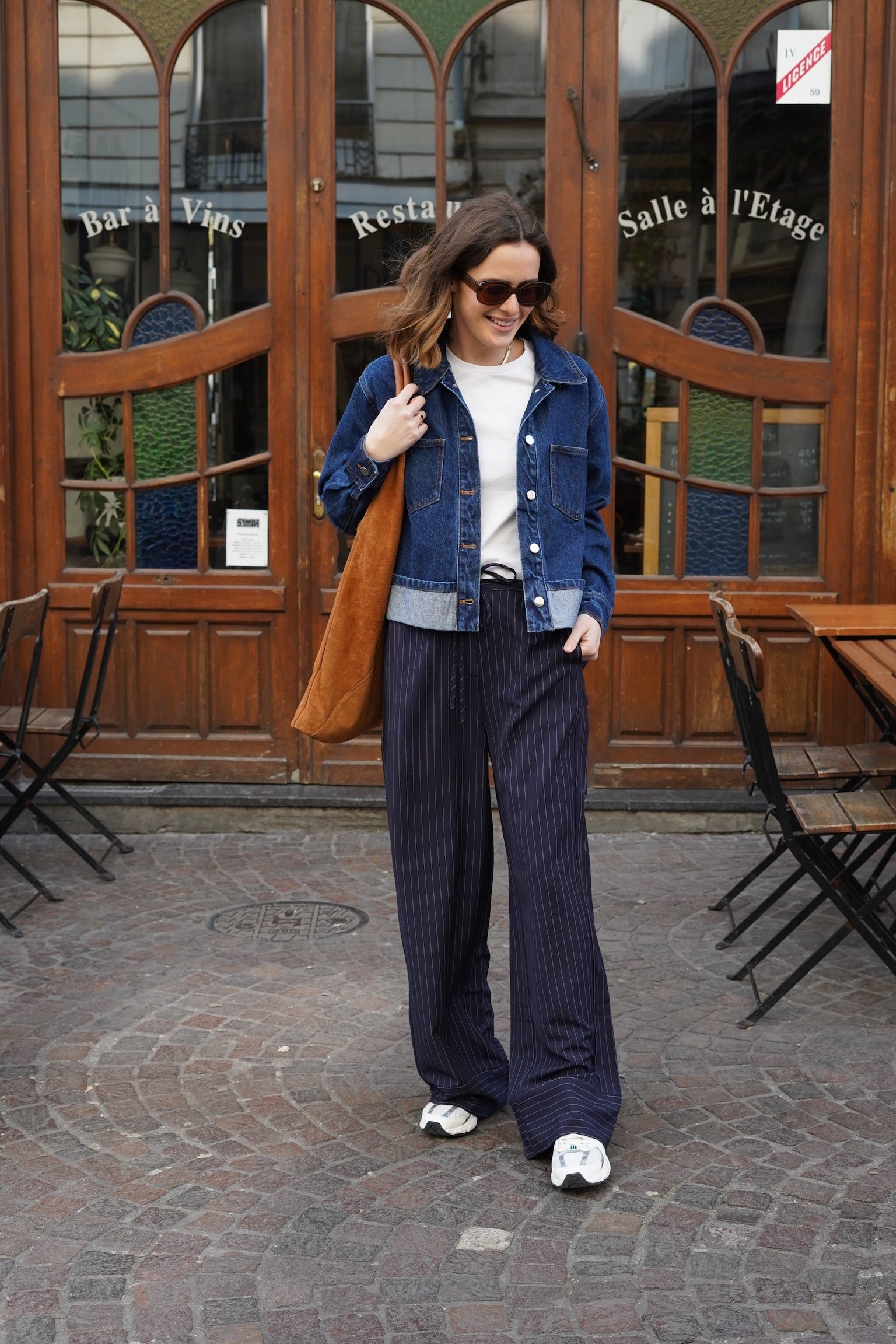 Pantalon Axel fine rayure marine