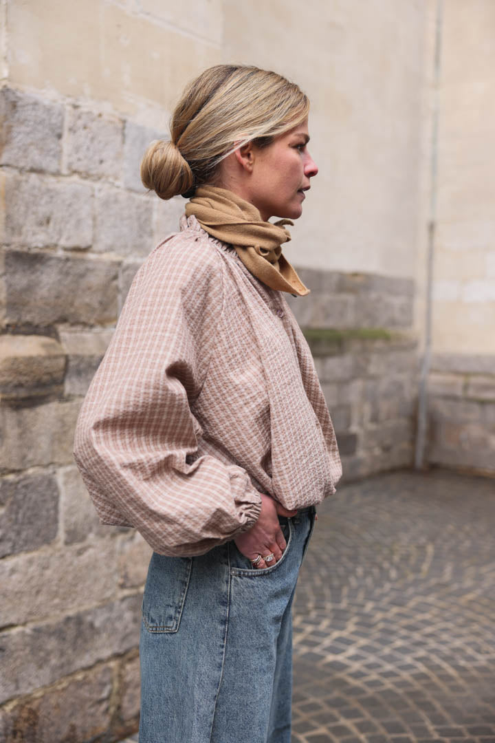 Capucine mocha checked blouse