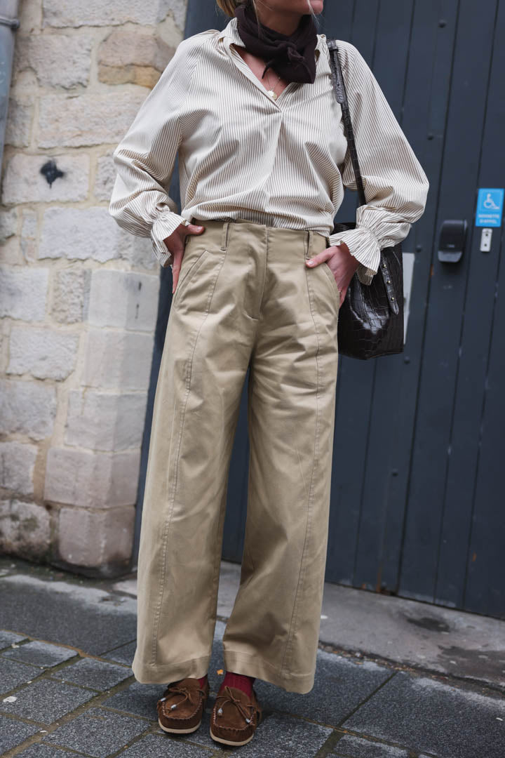 Pantalon Louis barrel beige