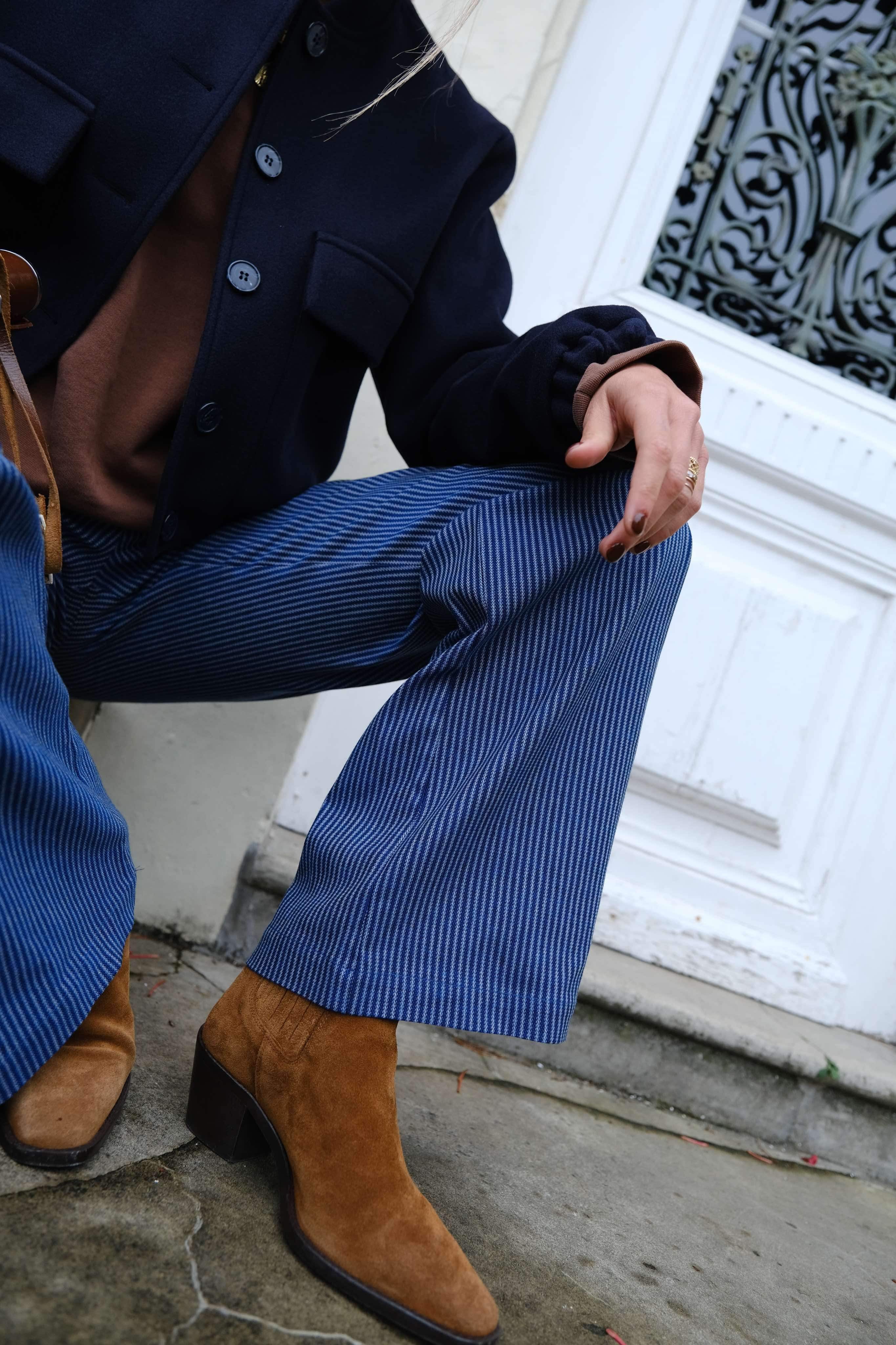 Pantalon VICTOR rayure marine