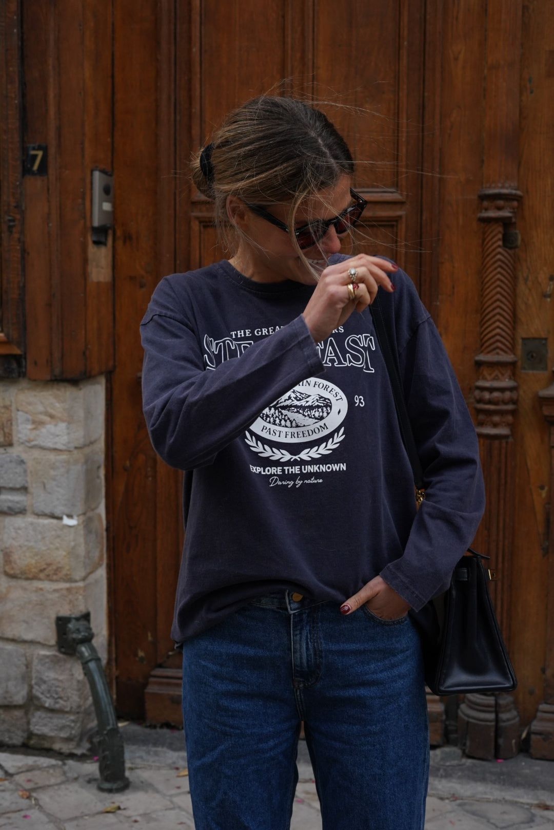 T-shirt Simon inscription marine