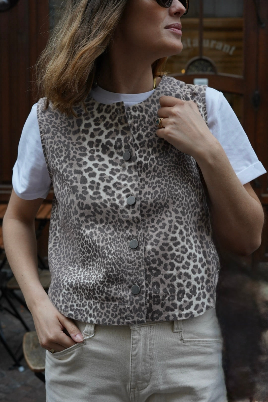 Top sans manche Raoul léopard