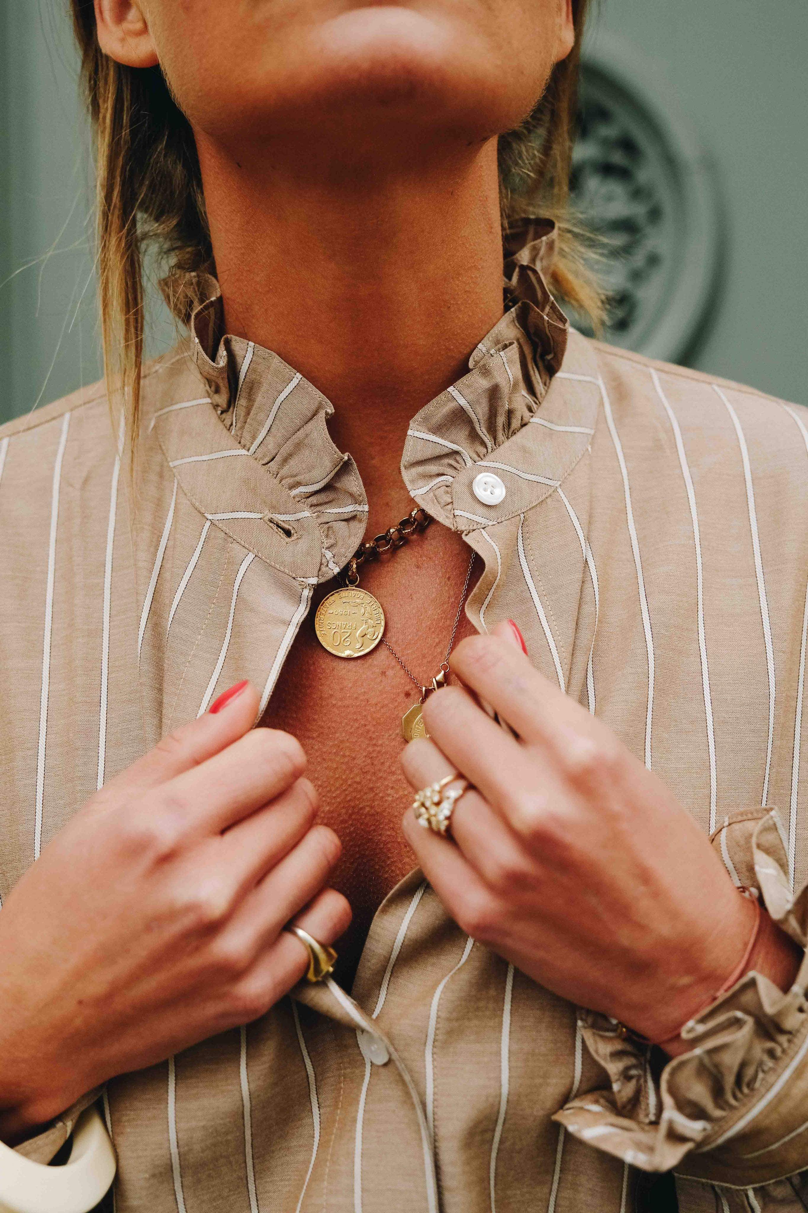 Blouse GARANCE rayure camel/beige