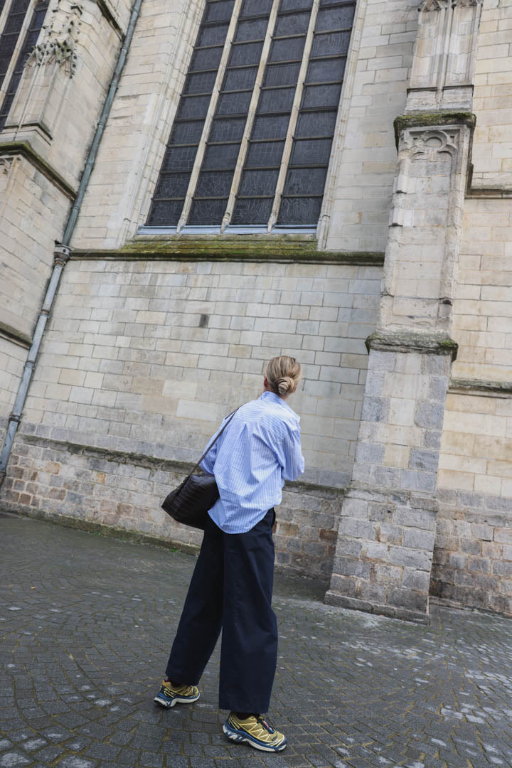 Paola sky blue stripe shirt