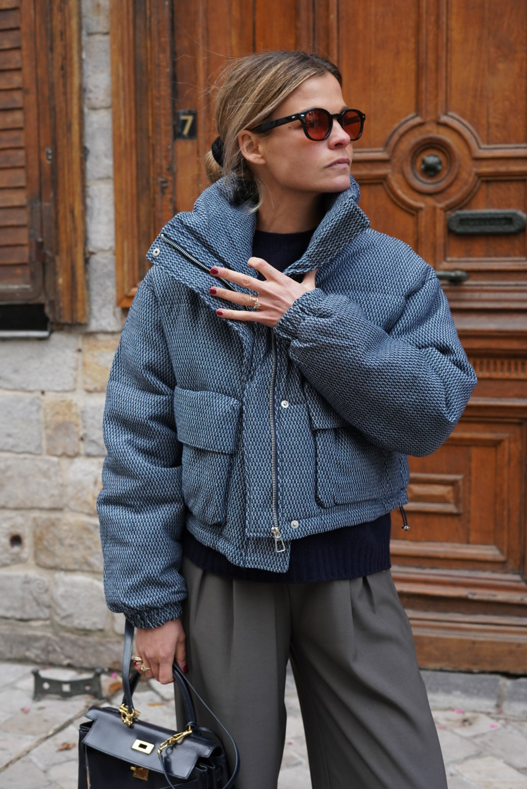 Doudoune Calixte motif bleu