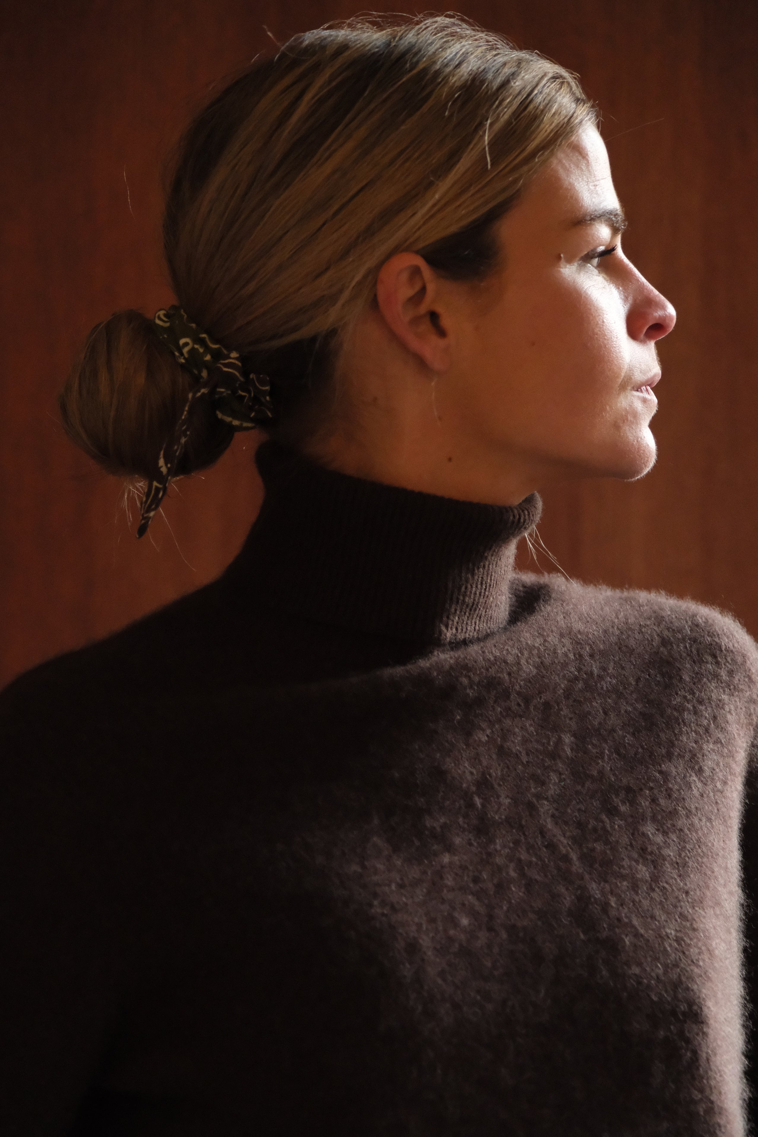 Pull Louison col roulé laine chocolat