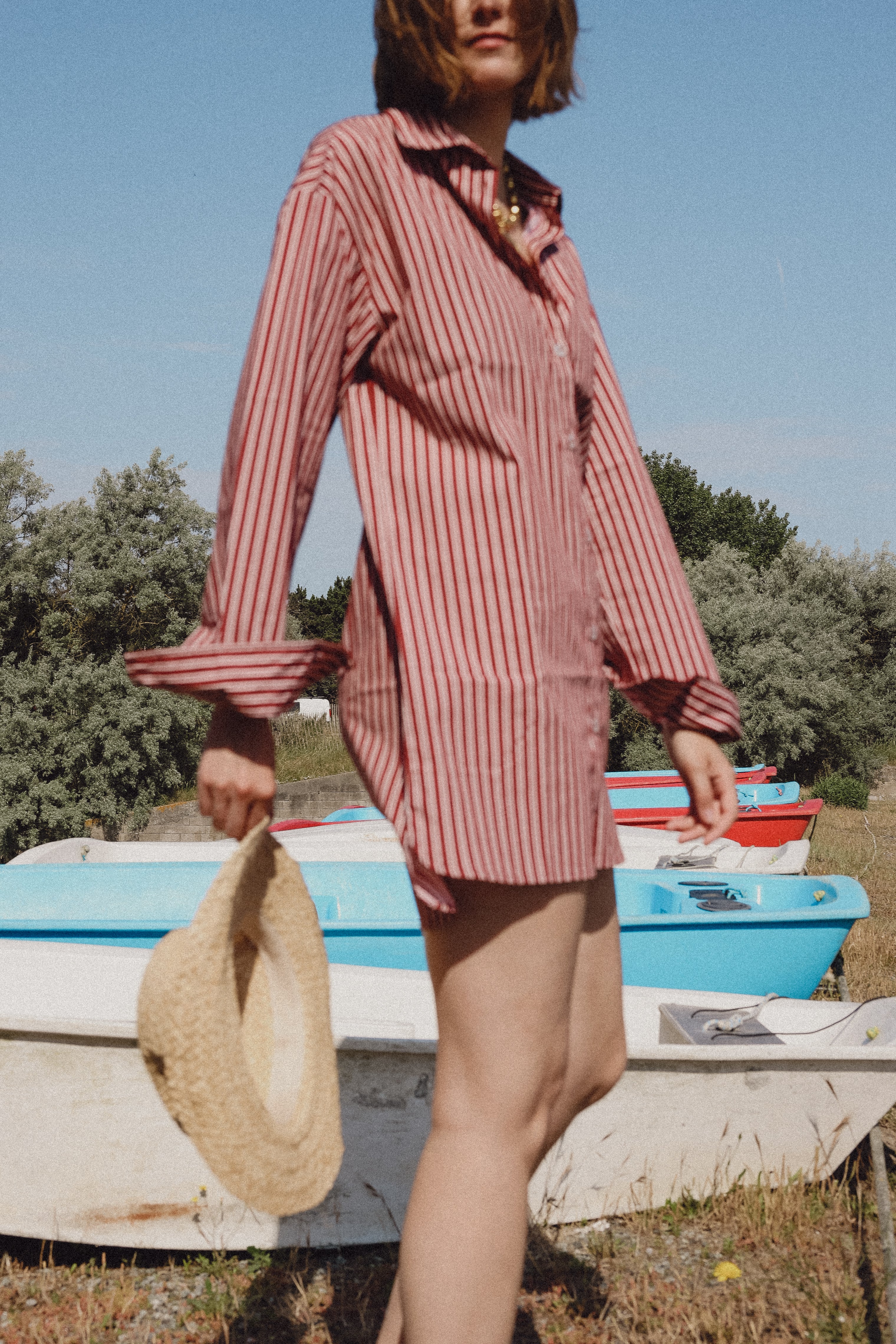ALIX burgundy stripe shirt dress