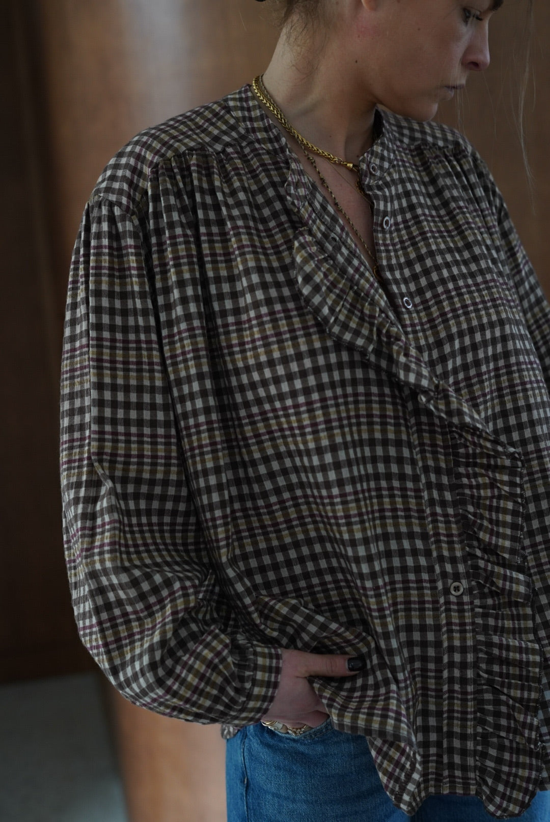 Blouse Colette carreaux marron