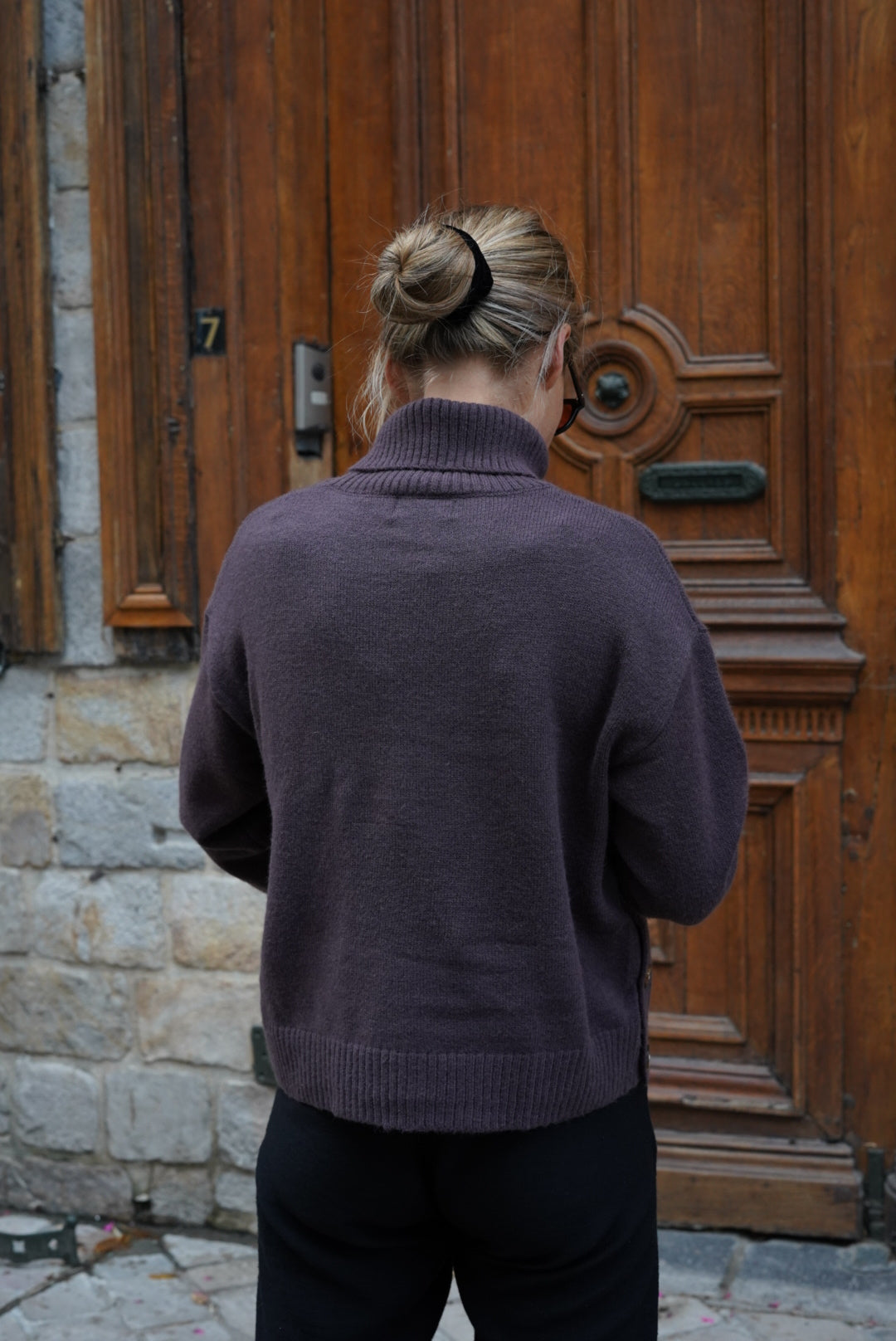 Pull Mayeul col roulé marron