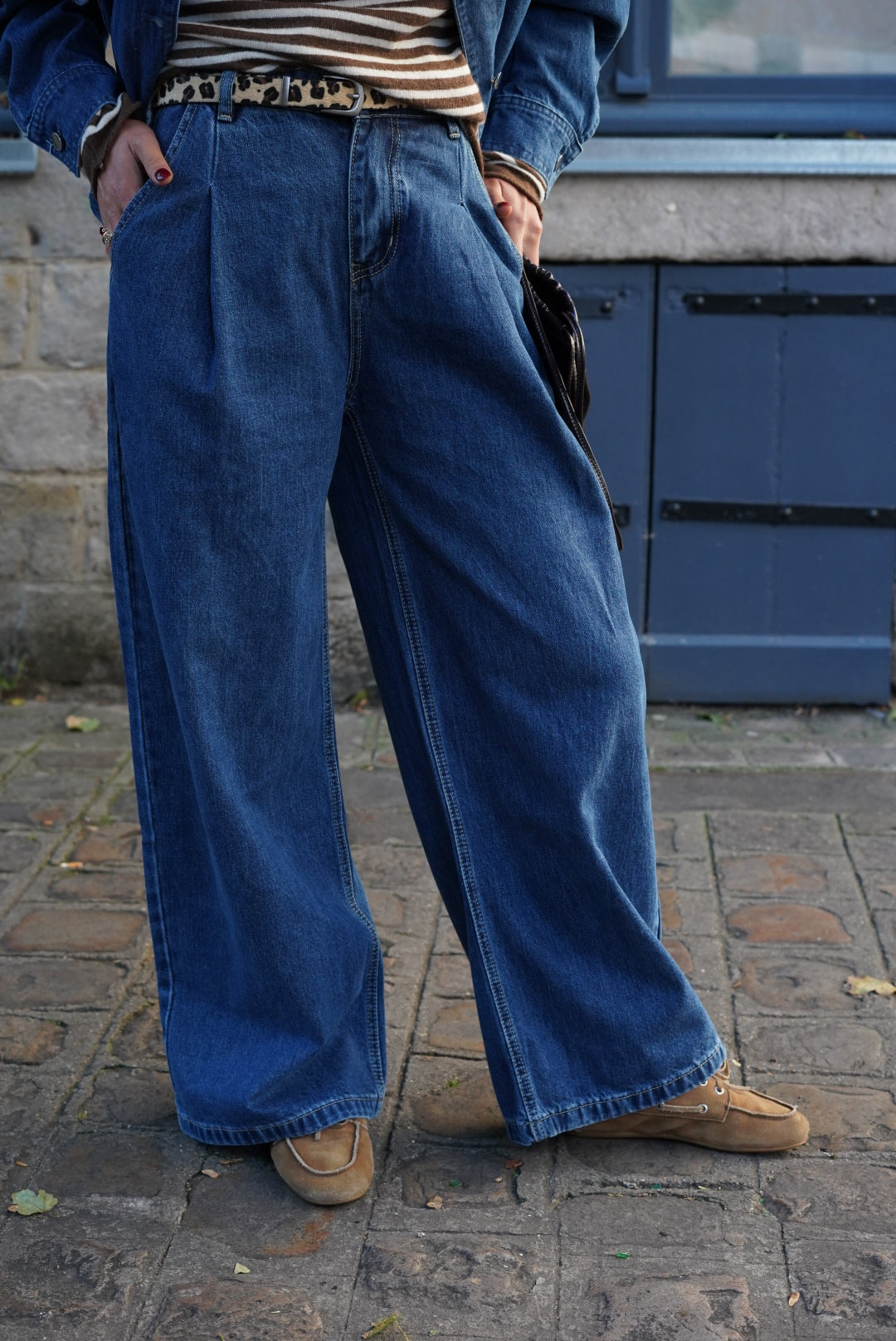 Jean large Romain bleu