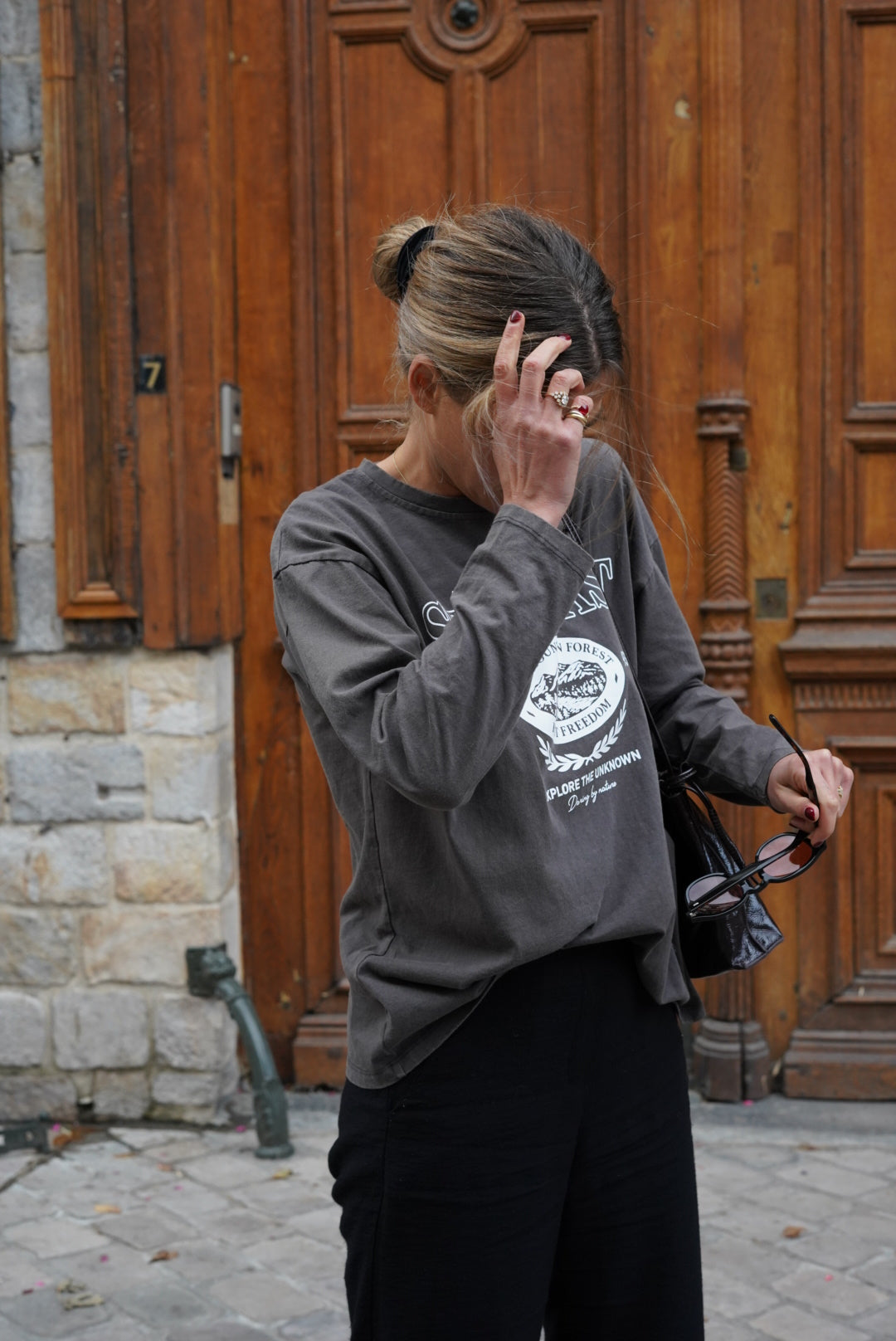 T-shirt Simon inscription anthracite