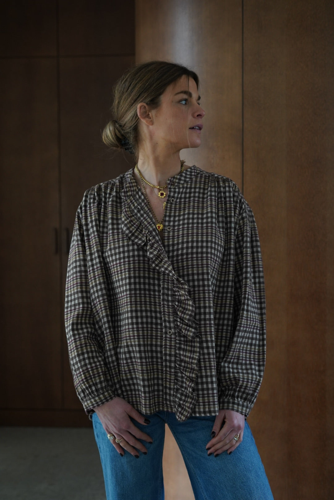 Blouse Colette carreaux marron