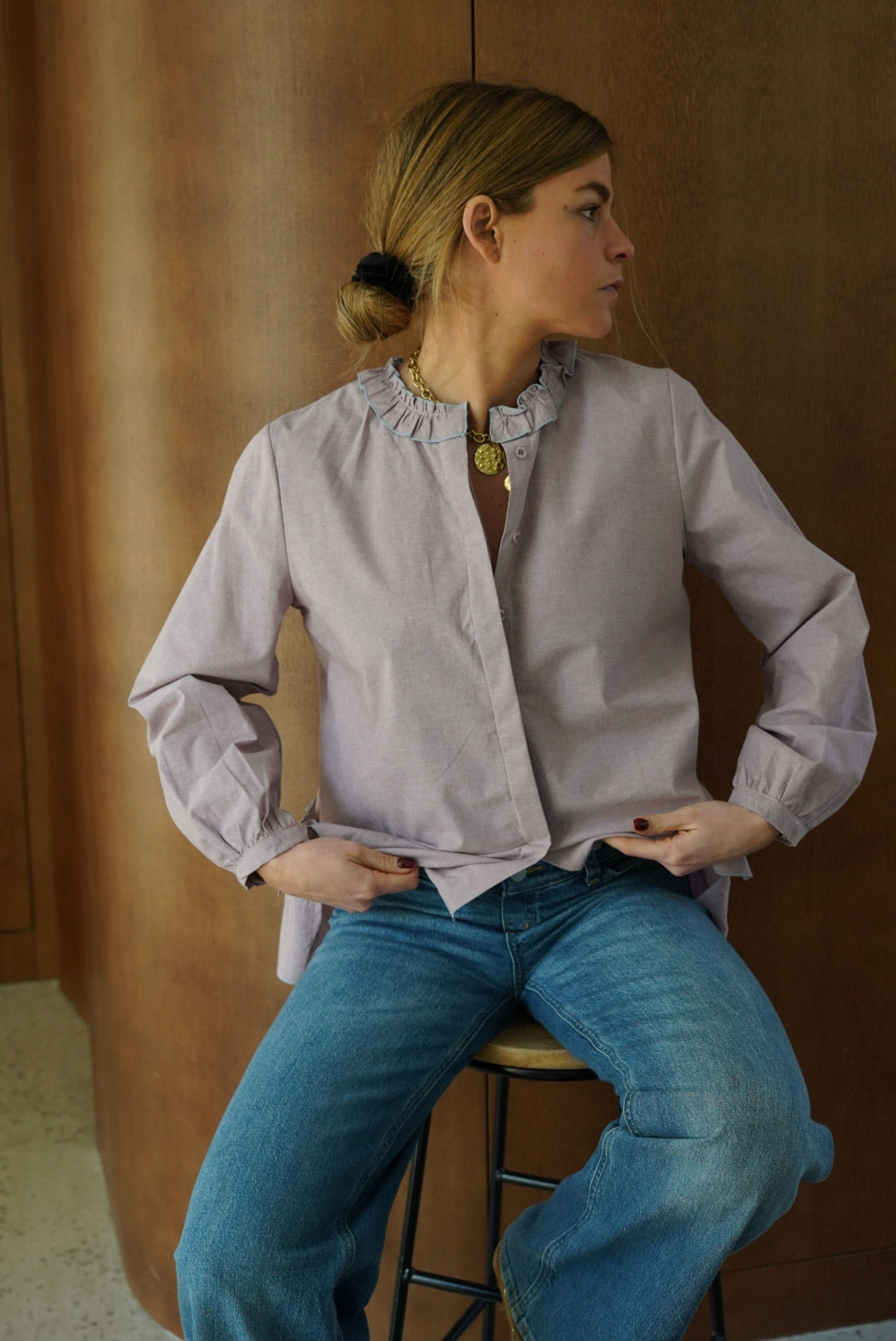 Blouse Alice lilas chiné