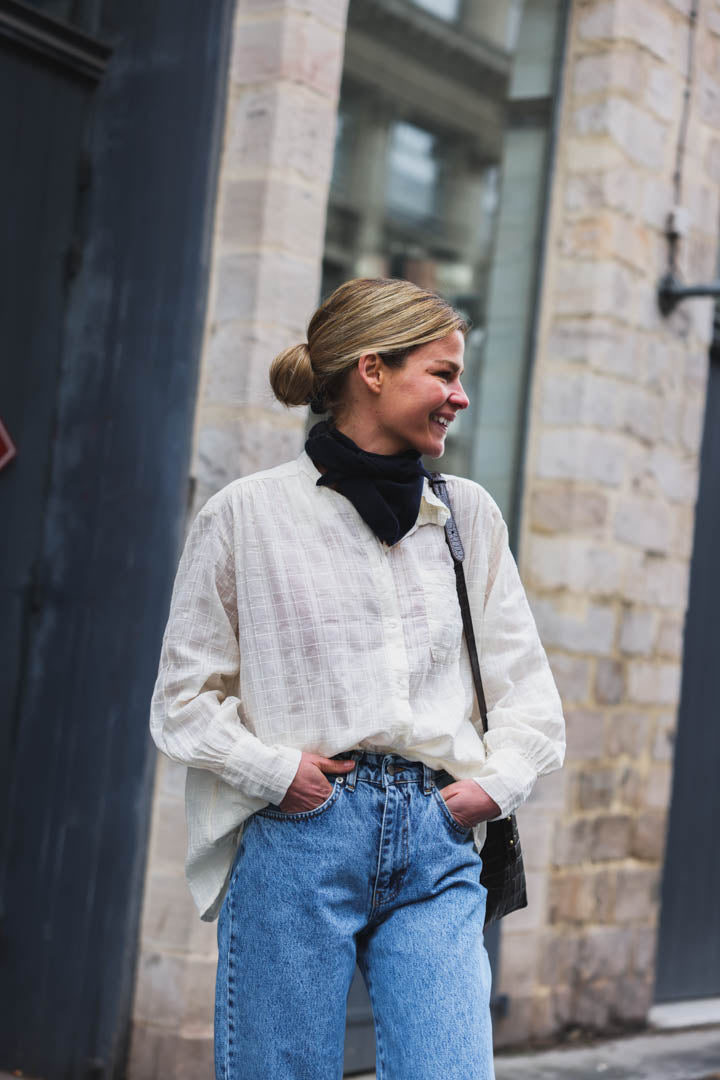 Aliénor ecru checked shirt