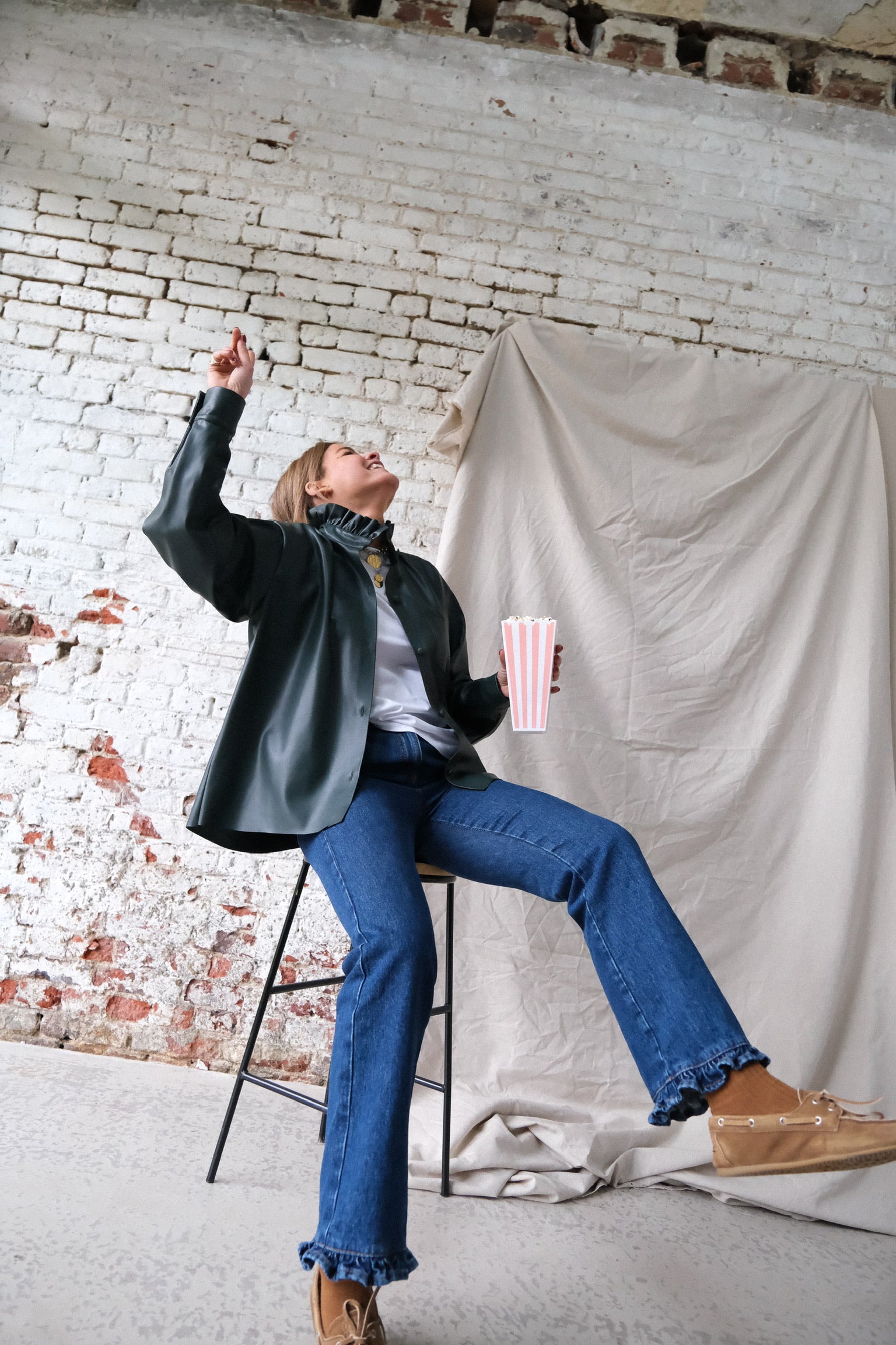 LOU dark green faux leather overshirt