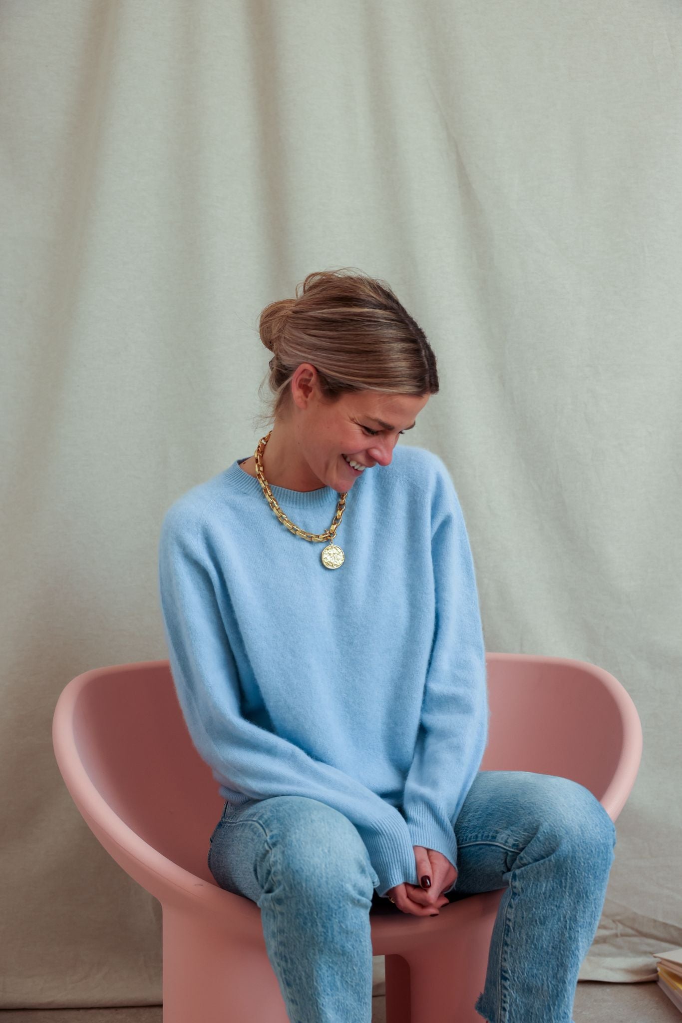 Pull Augustin laine bleu ciel