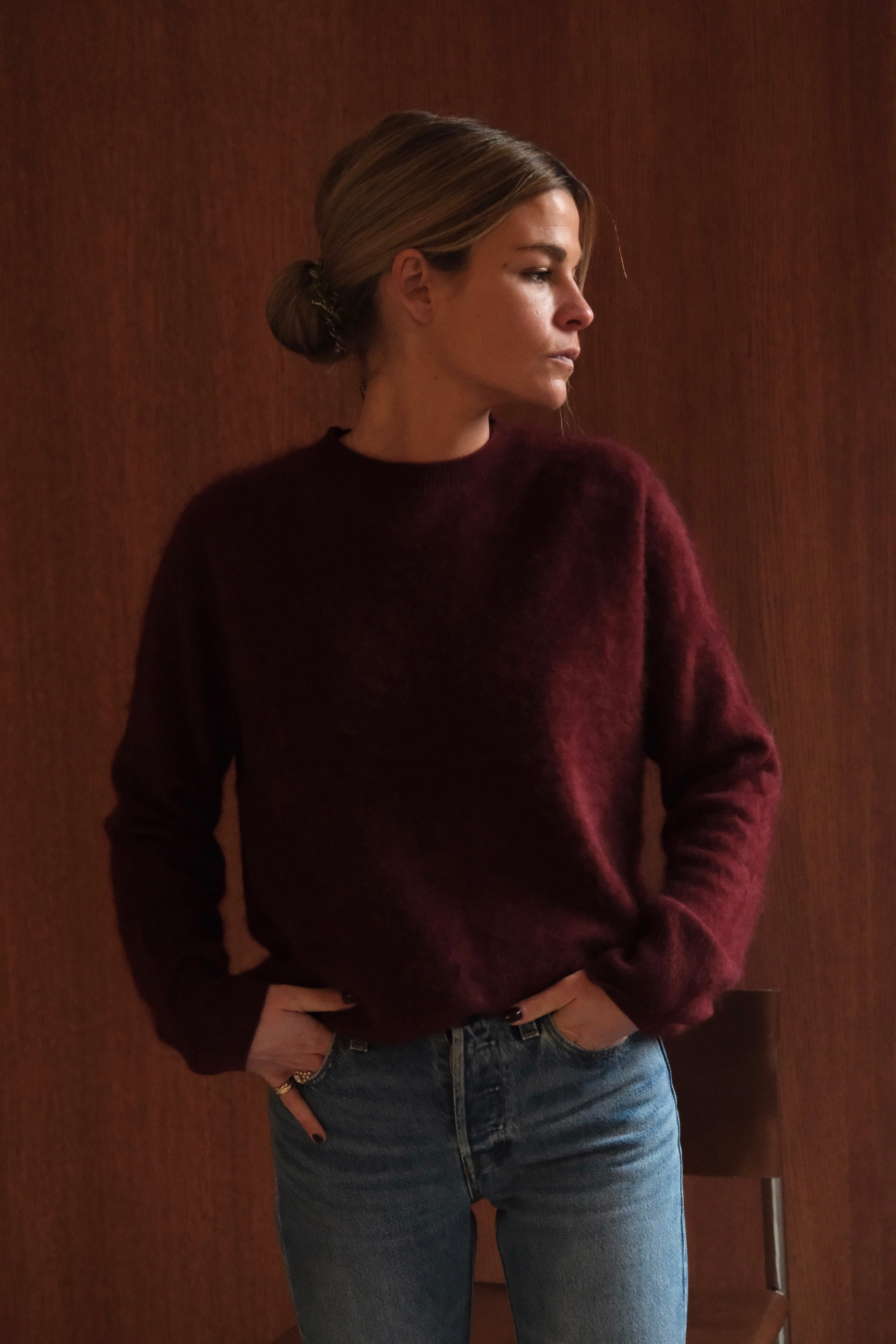 Pull Augustin laine bordeaux