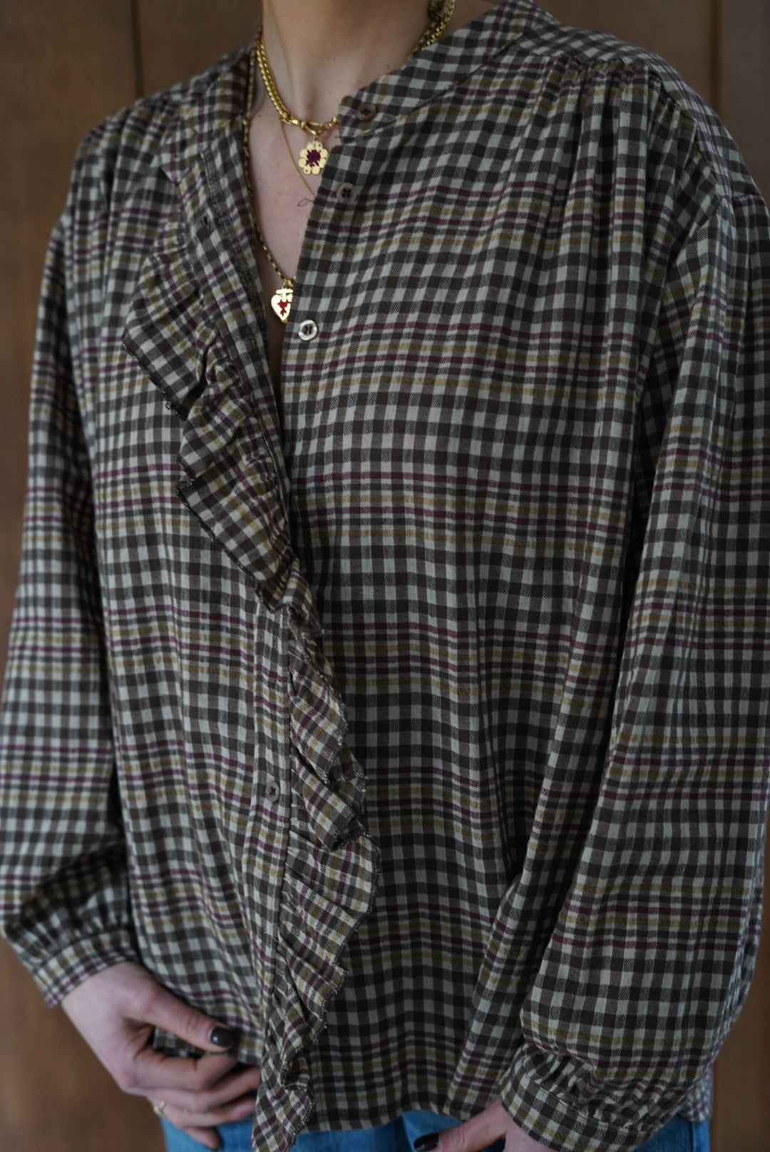 Blouse Colette carreaux marron