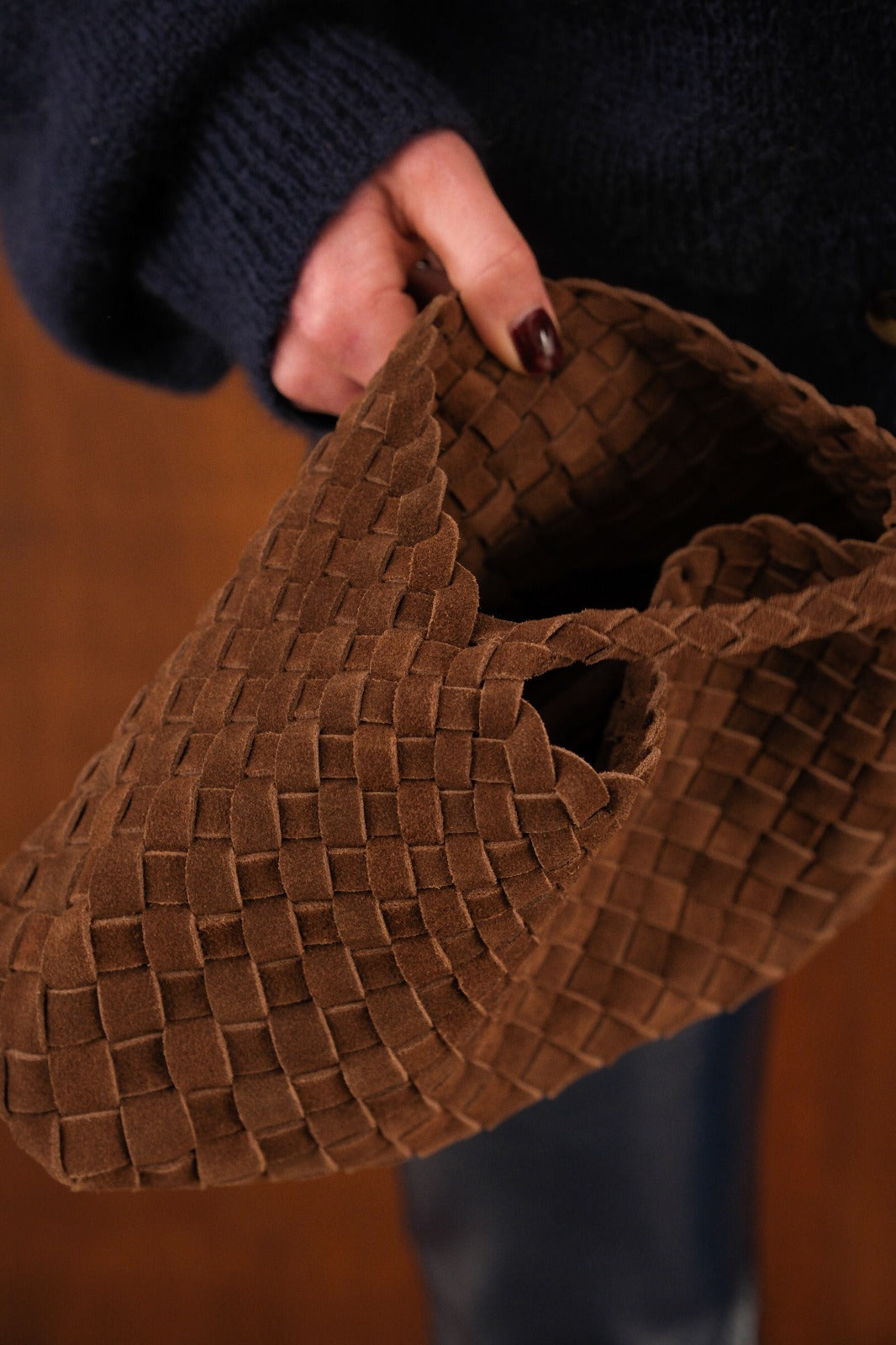 Sac mini daim tissé chocolat