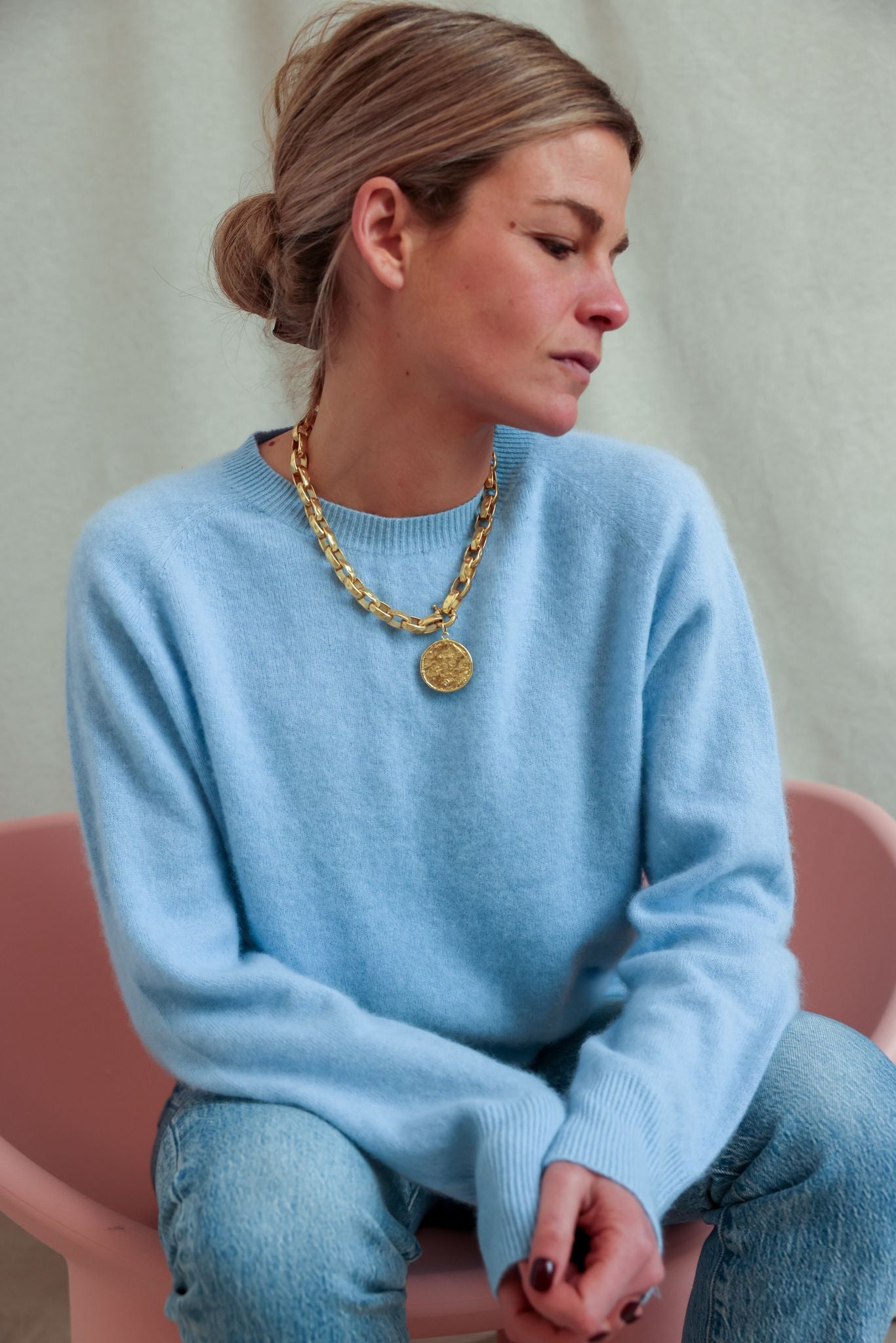 Pull Augustin laine bleu ciel