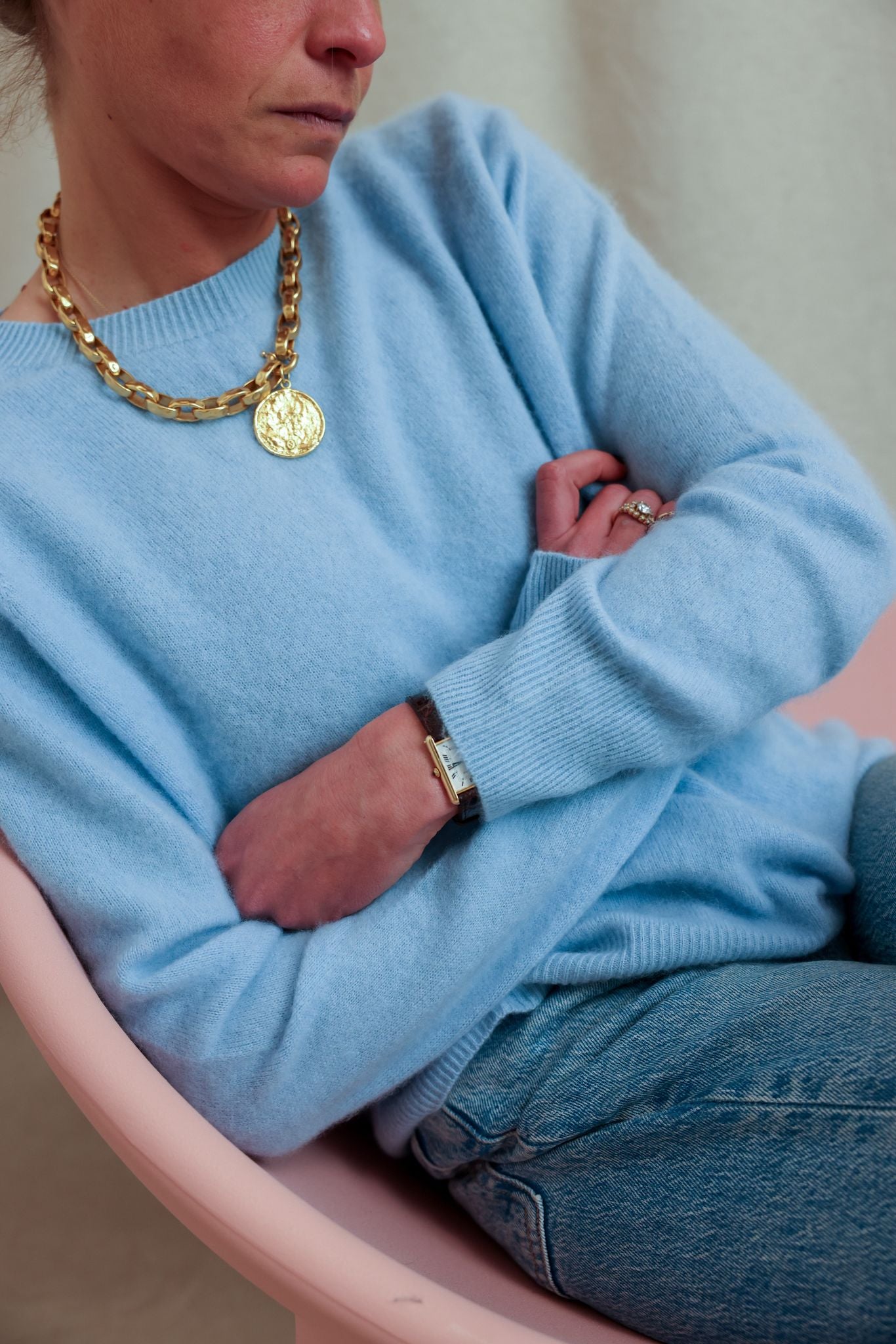 Pull Augustin laine bleu ciel