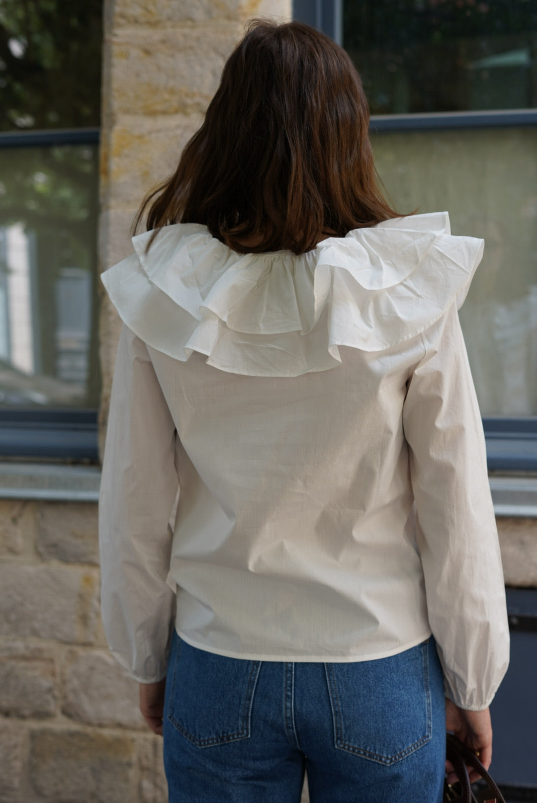 Blouse Joséphine grand col blanc