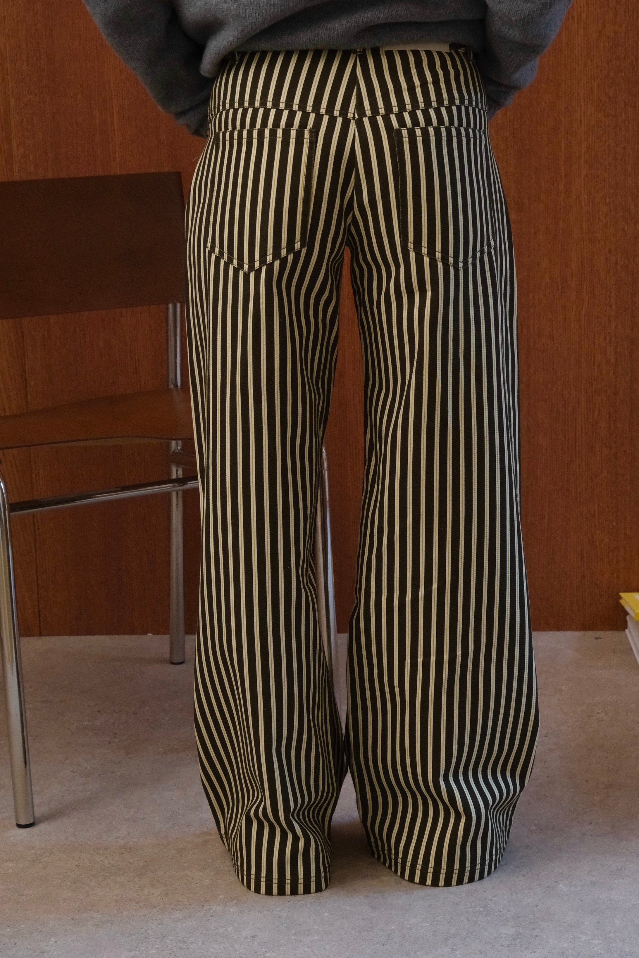 Pantalon Philibert rayé kaki