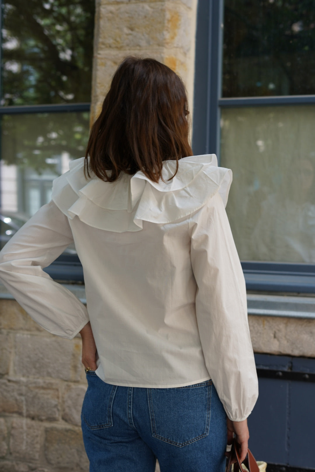 Blouse Joséphine grand col blanc