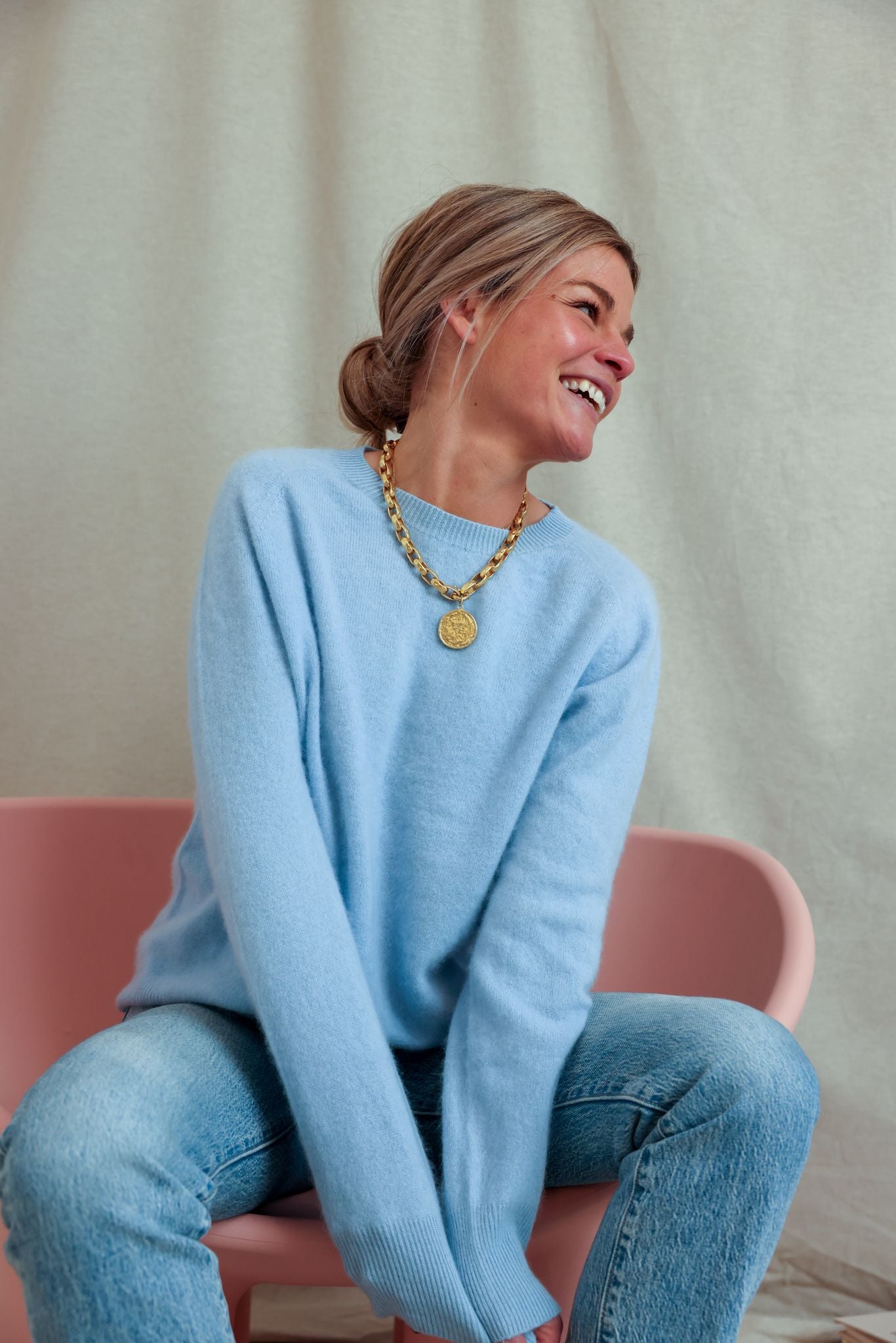 Pull Augustin laine bleu ciel