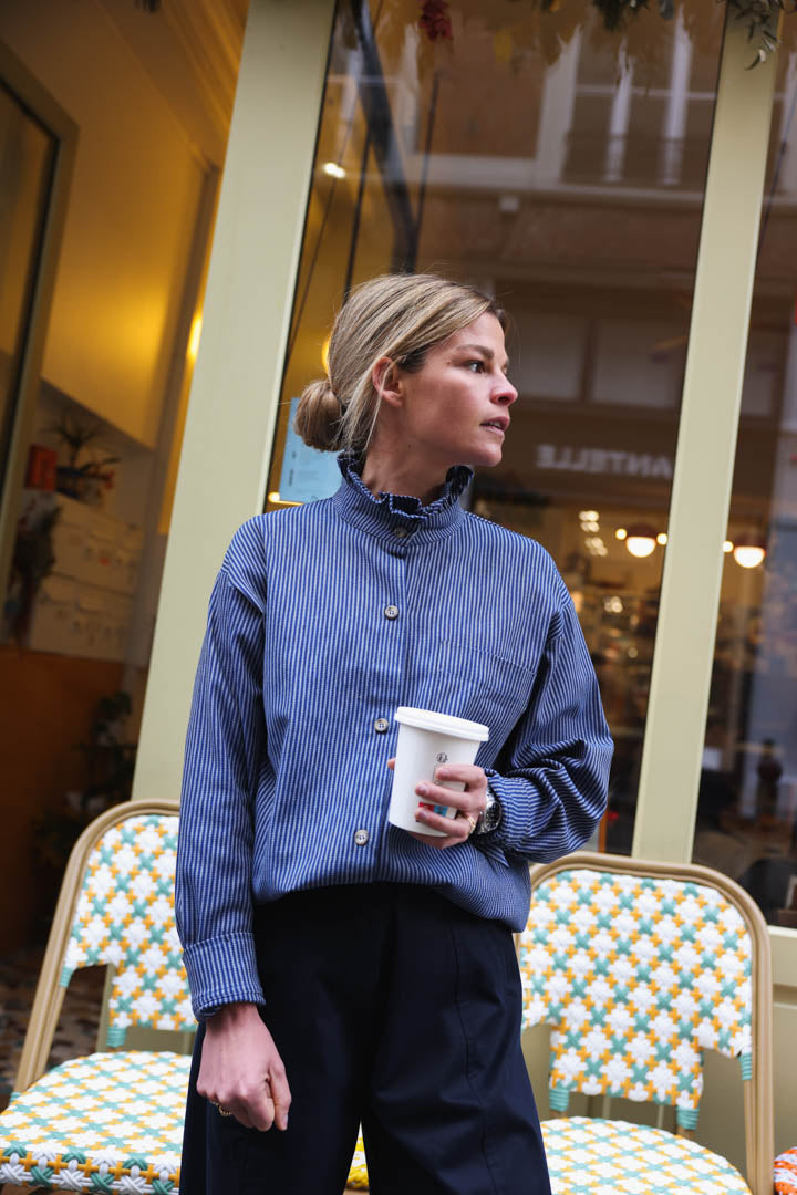 LOU navy stripe overshirt