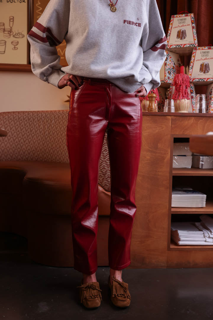 Pantalon BRUNE vinyle rouge