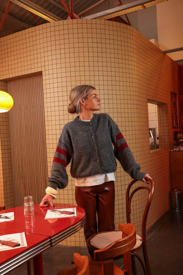 Gilet LEAH gris/bordeaux