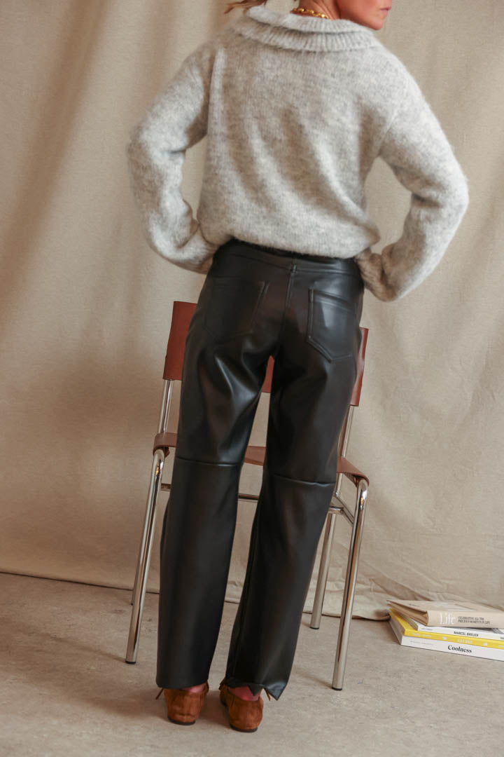 Adam black faux leather pants