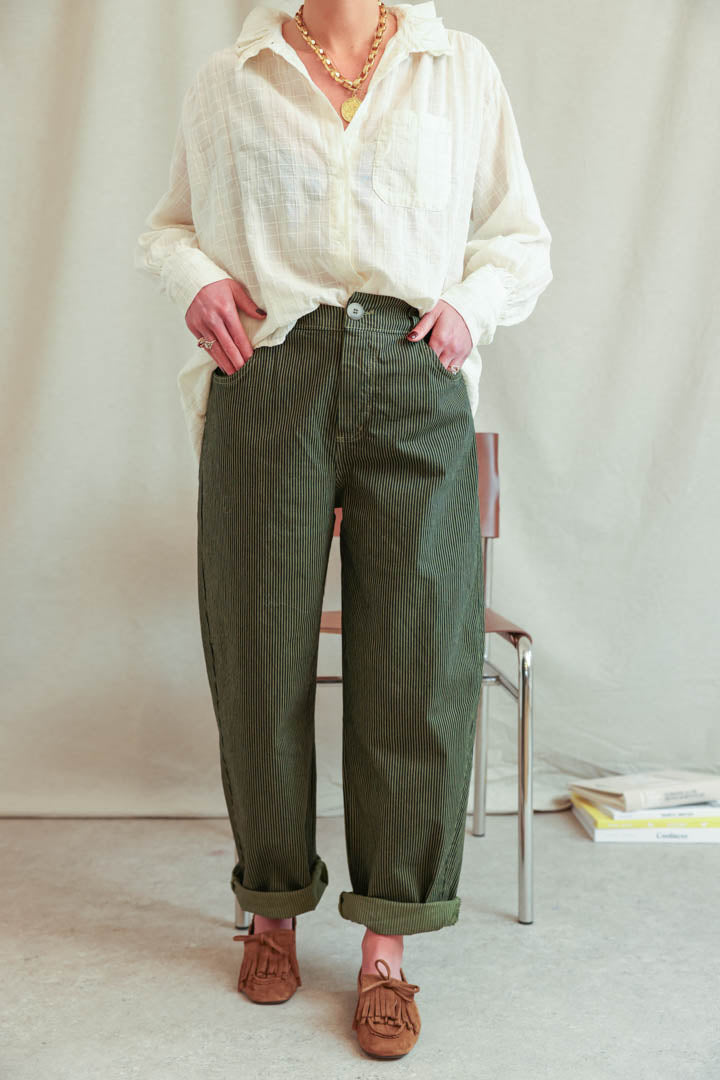 Marceau khaki striped balloon trousers