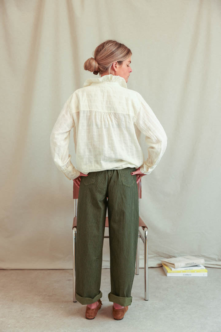 Marceau khaki striped balloon trousers