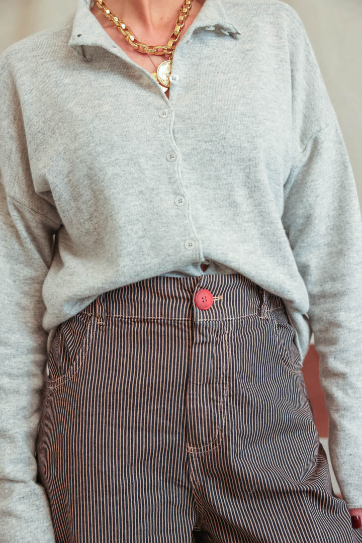 Pantalon ballon Marceau rayé moka