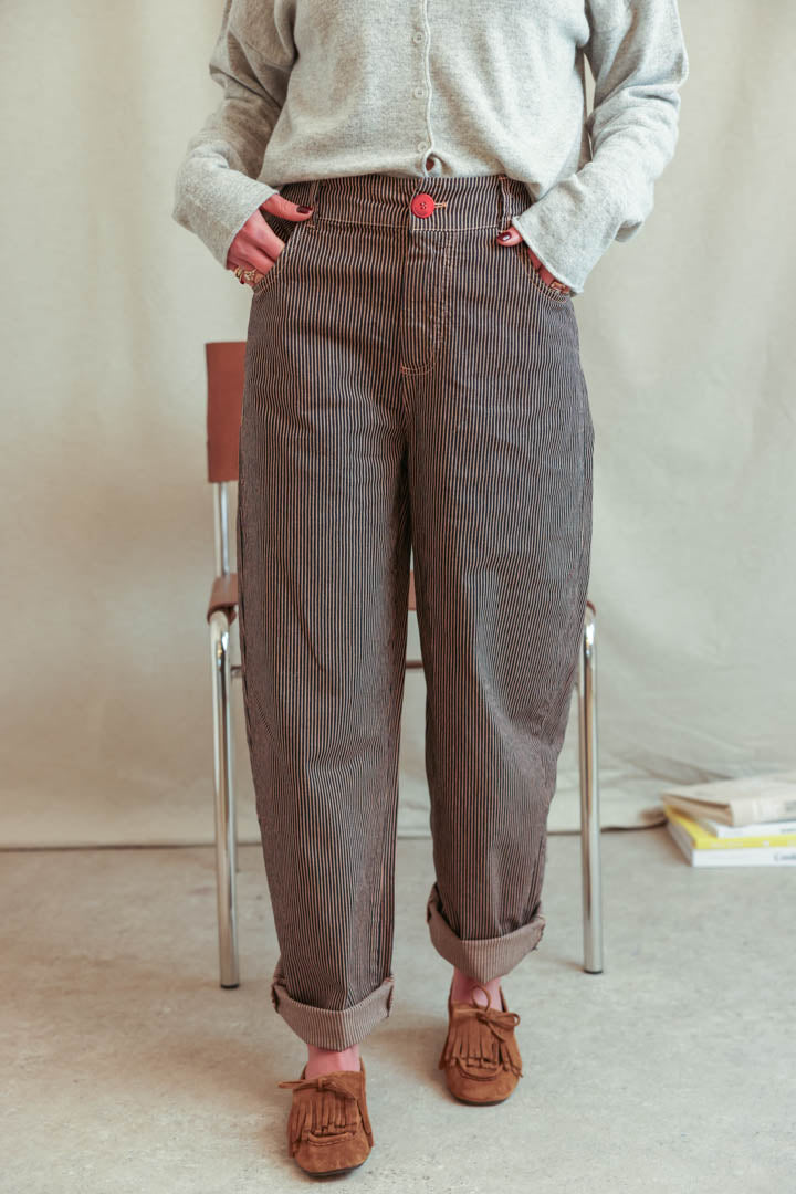 Pantalon ballon Marceau rayé moka