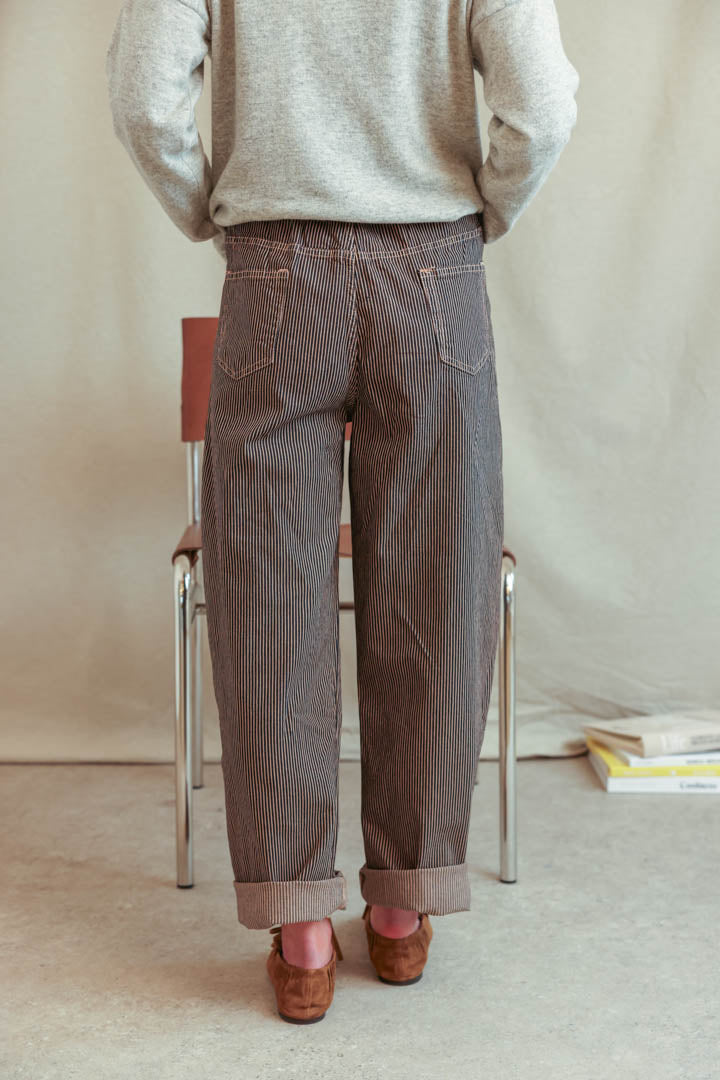 Pantalon ballon Marceau rayé moka