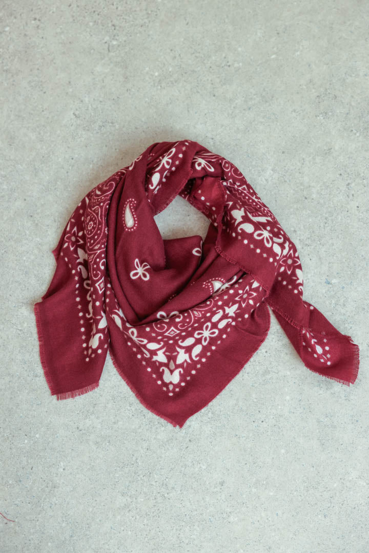 Burgundy bandana scarf