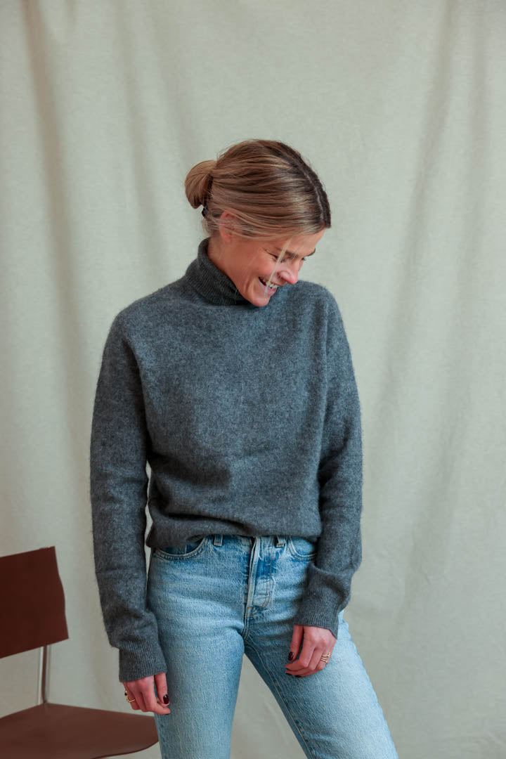 Pull Louison col roulé laine gris