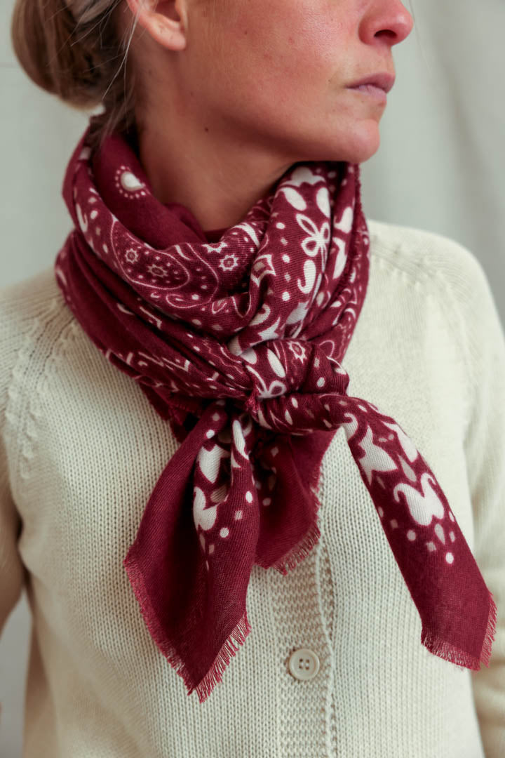 Burgundy bandana scarf