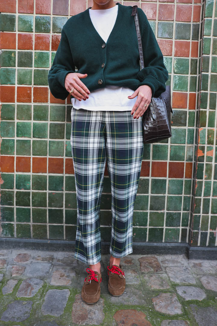 Léonce navy/green checked pants