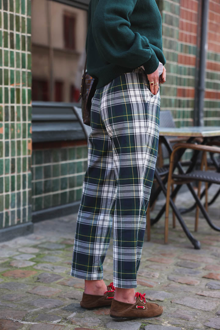 Léonce navy/green checked pants