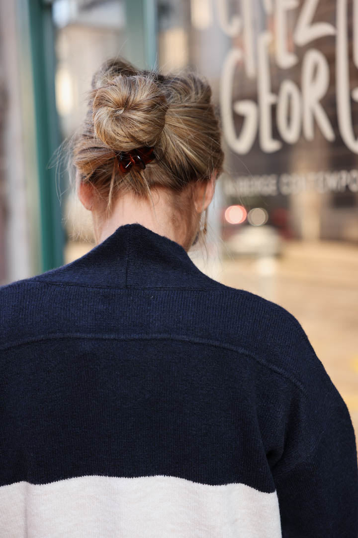 César ecru/navy cardigan