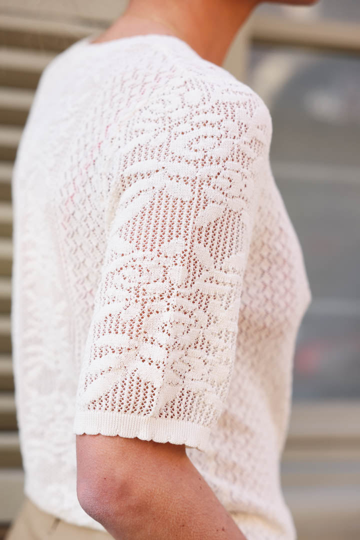 Pierre white pointelle cardigan