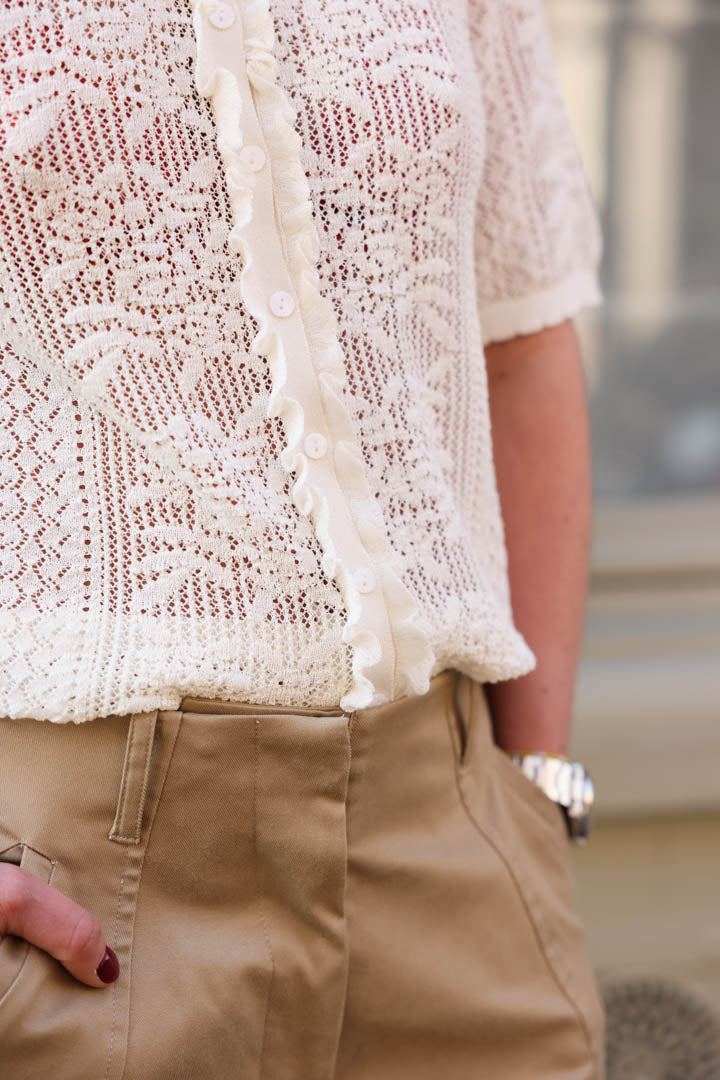Pierre white pointelle cardigan