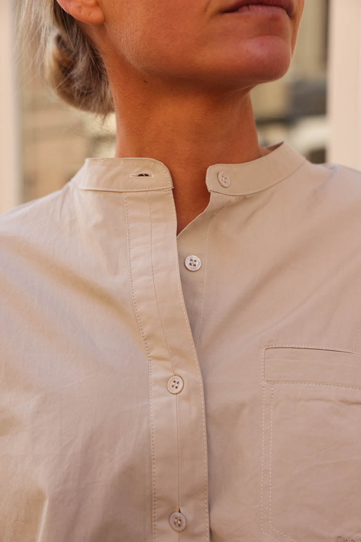 Victoire beige mandarin collar blouse